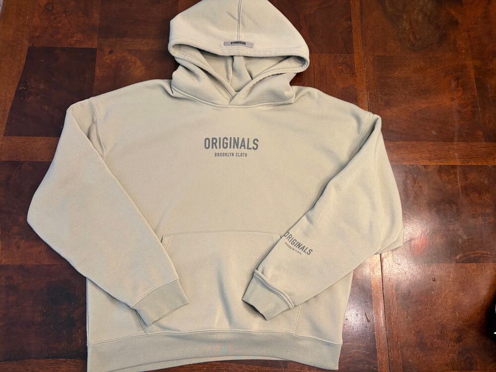 Originals Brooklyn Cloth Sage Green Fleece Hoodie Mens M Pullover